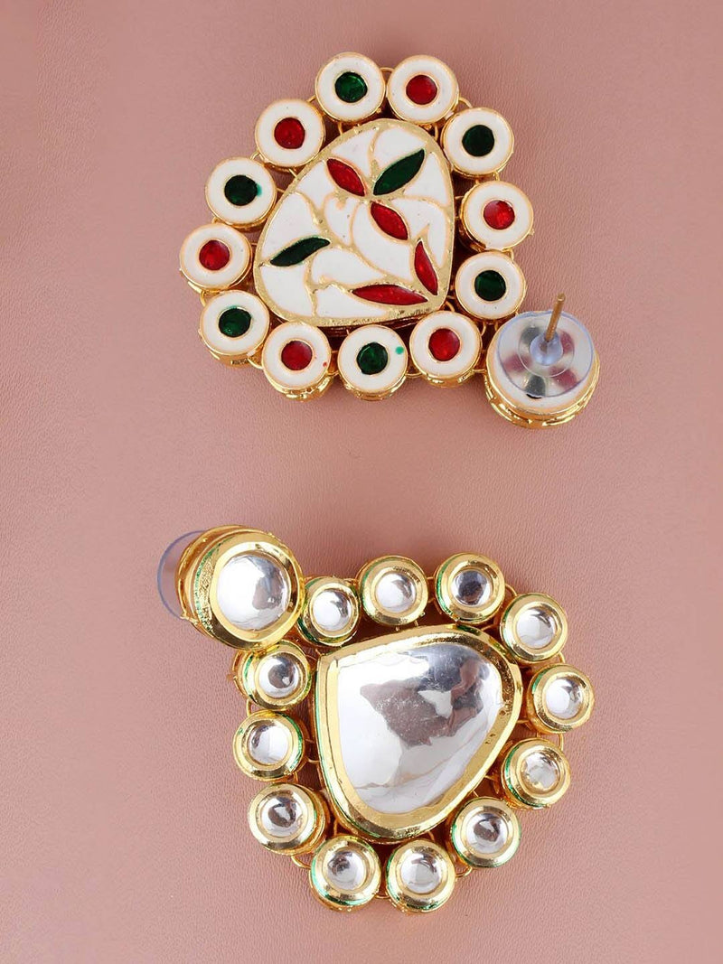 Gold-Plated Kundan-Studded & Pearls Beaded Necklace With Earrings & Maangtikka