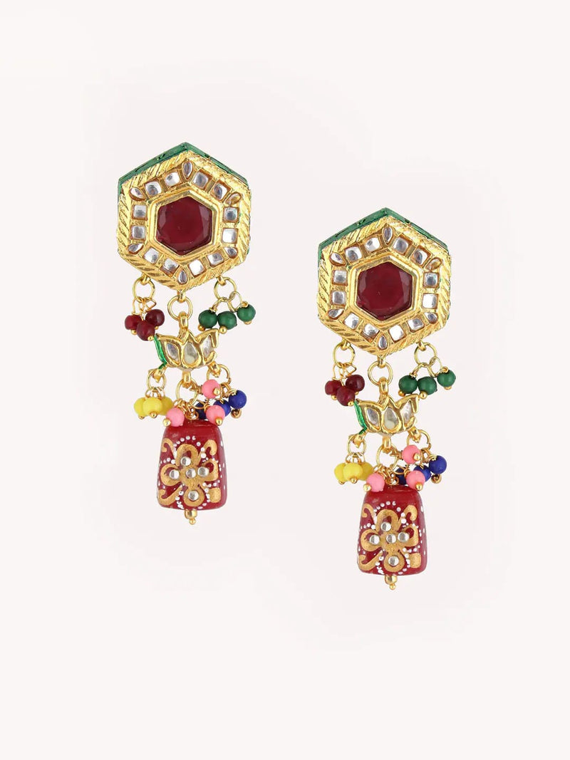 Gold Plated Multicolor Stone Kundan Necklace Set