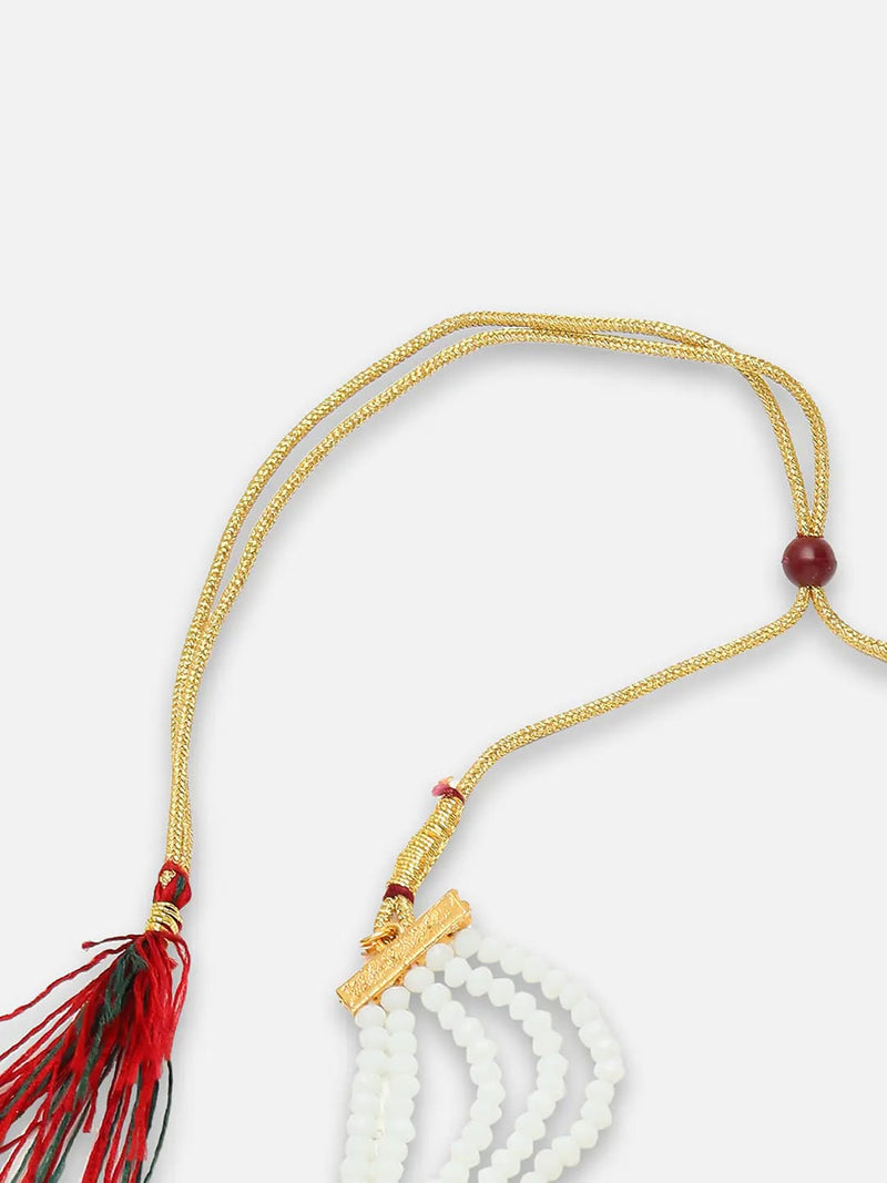 Gold Plated White Kundan-Studded Jewellery Set
