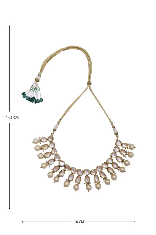 Gold Tone plated Mirror Kundan Necklace