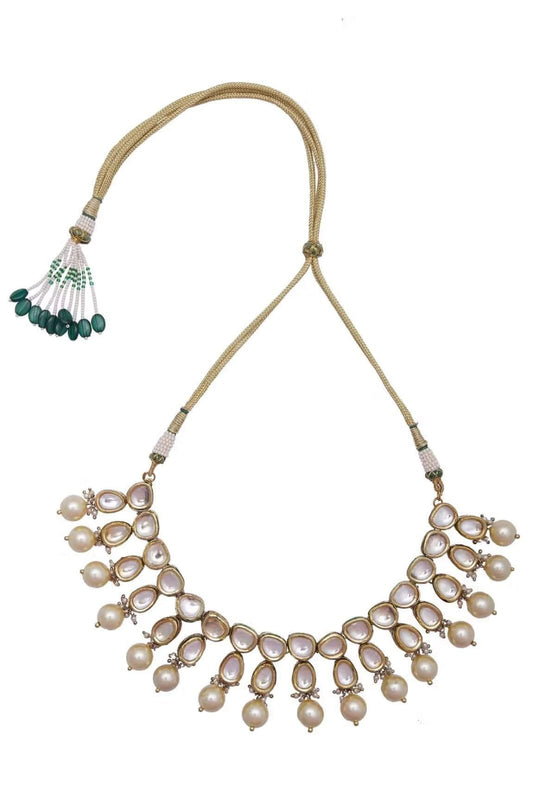 Gold Tone plated Mirror Kundan Necklace