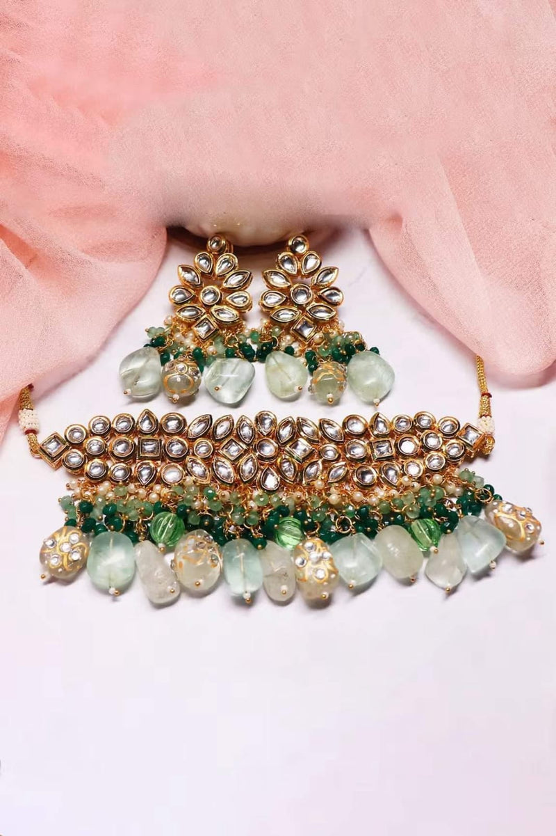 Gold Plated Kundan Studded Choker Necklace