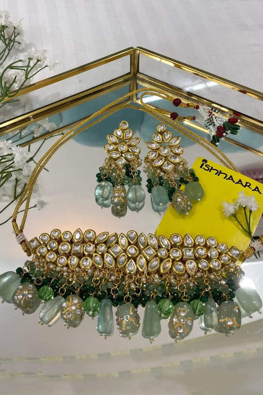 Gold Plated Kundan Studded Choker Necklace