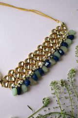 Gold Plated Kundan Stone Drop Choker