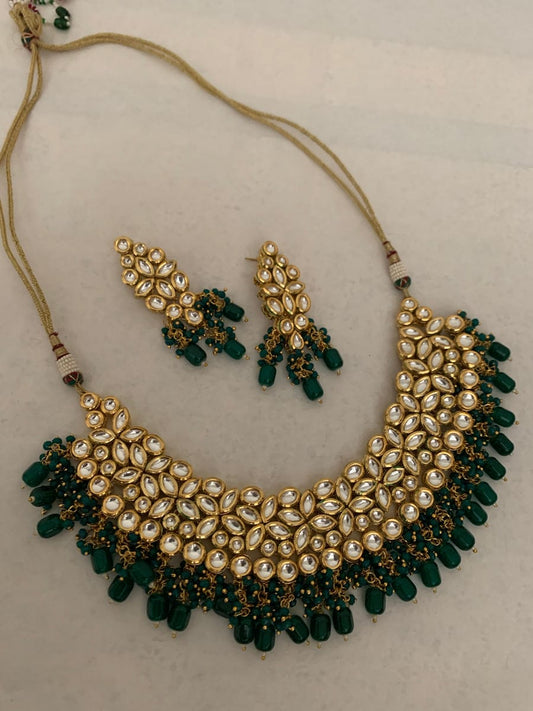 Gold Stone Work Kumdan Necklace Set