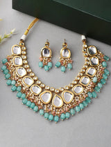 Gold Plated Turquoise Kundan Necklace Set