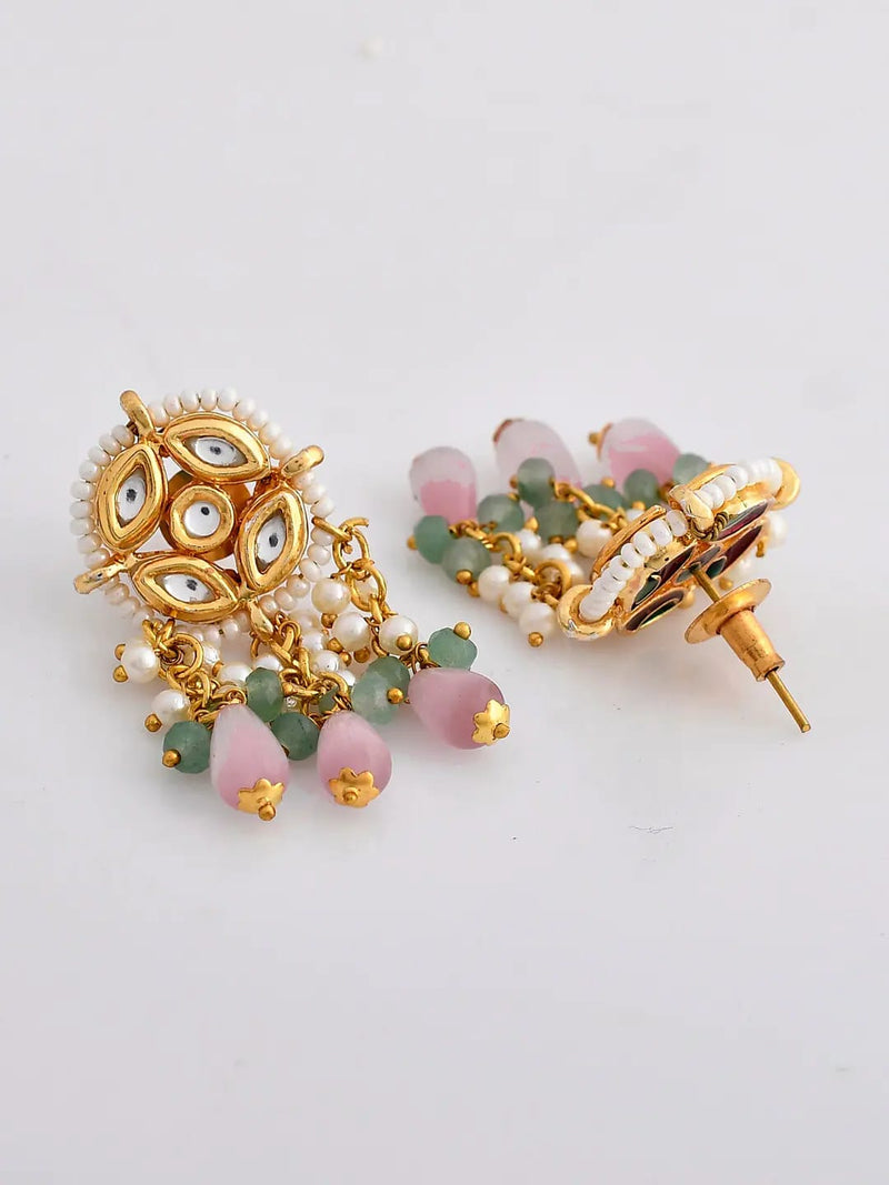 Gold Plated Pink Onyx Choker Necklace Set