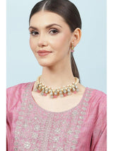Gold Plated Pearl Beaded Necklace with Earrings
