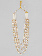 Gold Plated Pearl And Kundan Embellished Layered Necklace