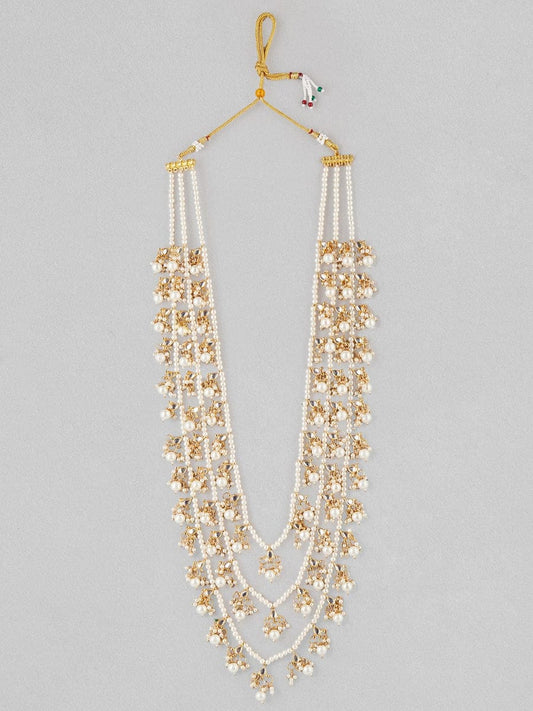 Gold Plated Pearl And Kundan Embellished Layered Necklace