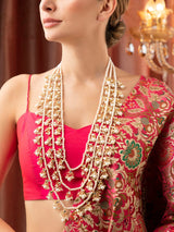Gold Plated Pearl And Kundan Embellished Layered Necklace