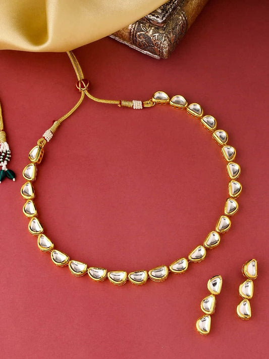 Gold Plated Kundan Stone Choker Necklace Set