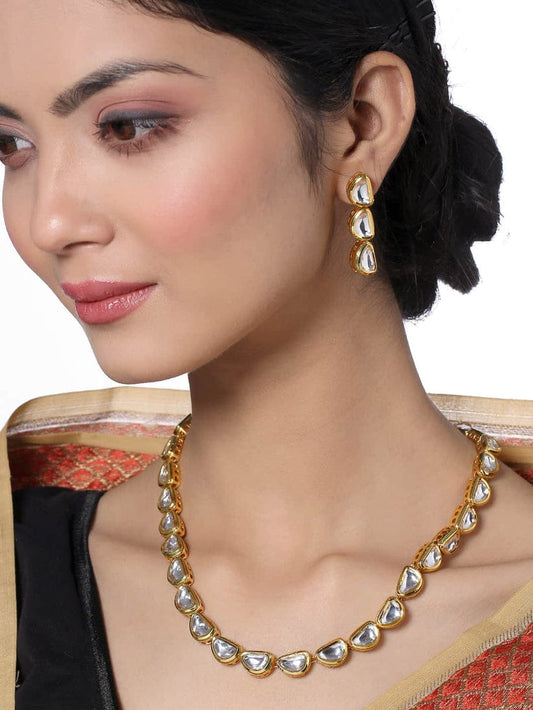 Gold Plated Kundan Stone Choker Necklace Set