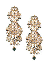 Gold Plated & Green Kundan Studded Jewellery Set