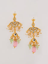 Gold Plated With Pink Beads Necklace Set