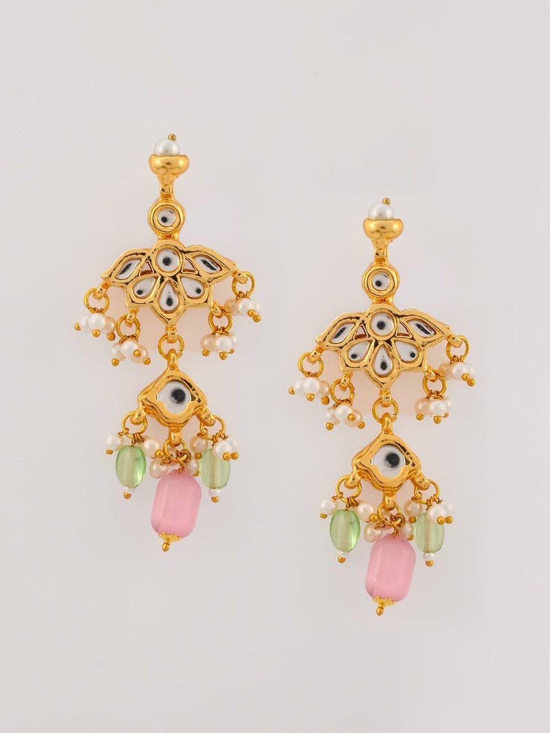 Gold Plated With Pink Beads Necklace Set