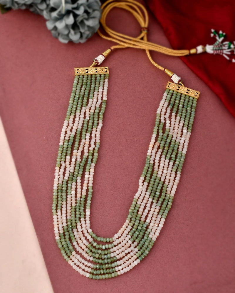 Gold Plated Onyx Beaded Layered Necklace