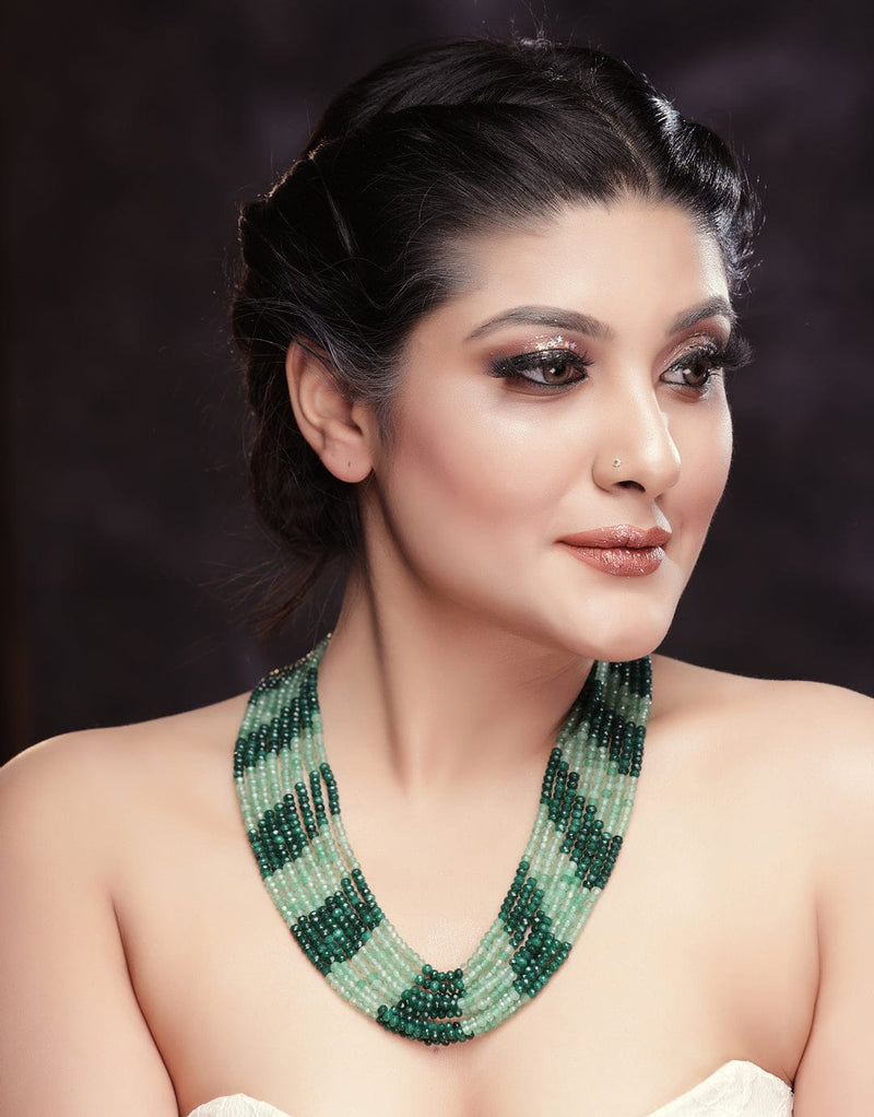 Gold Plated Onyx Beaded Layered Necklace