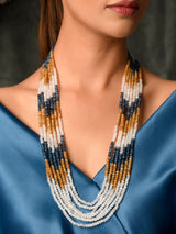 Gold Plated Onyx Beaded Layered Necklace
