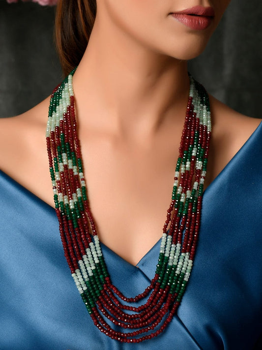 Gold Plated Onyx Beaded Layered Necklace
