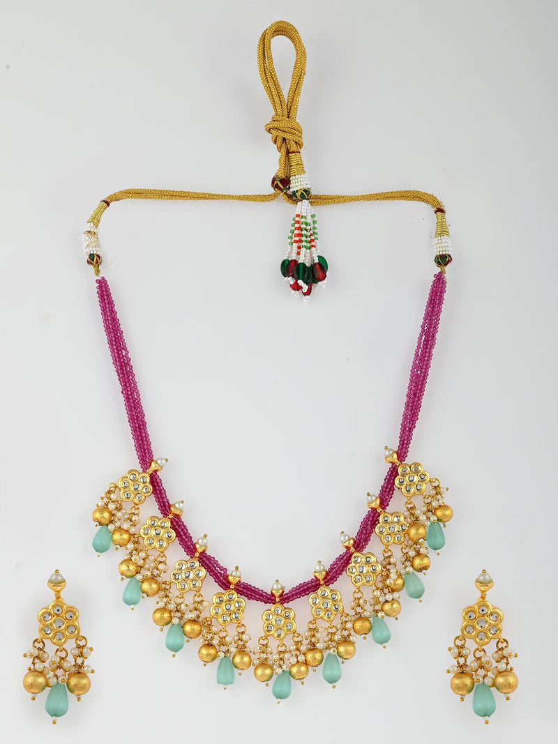 Gold Plated Stone Studded Jewellery Set