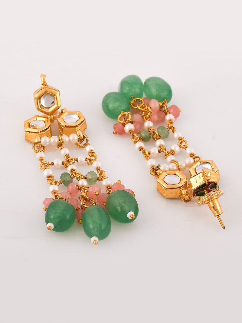 Gold Plated Kundan Polki & Pearl Mala Set
