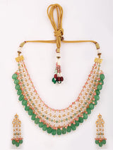 Gold Plated Kundan Polki & Pearl Mala Set