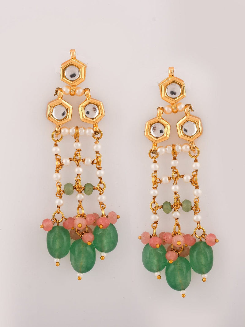 Gold Plated Kundan Polki & Pearl Mala Set