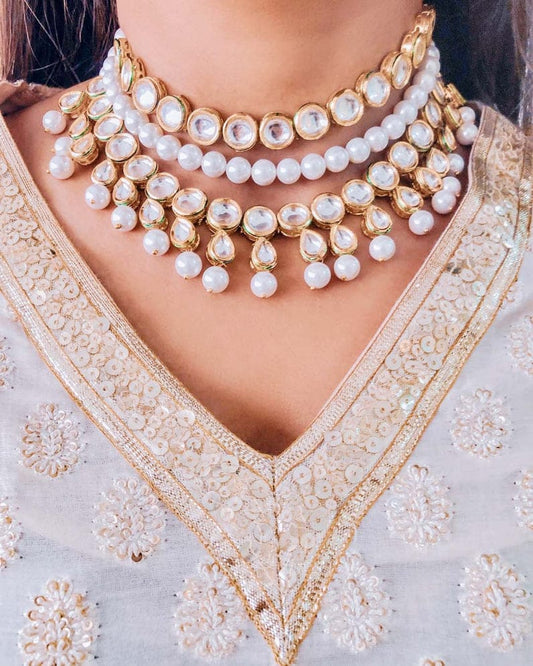 White Beaded Pearl Necklace