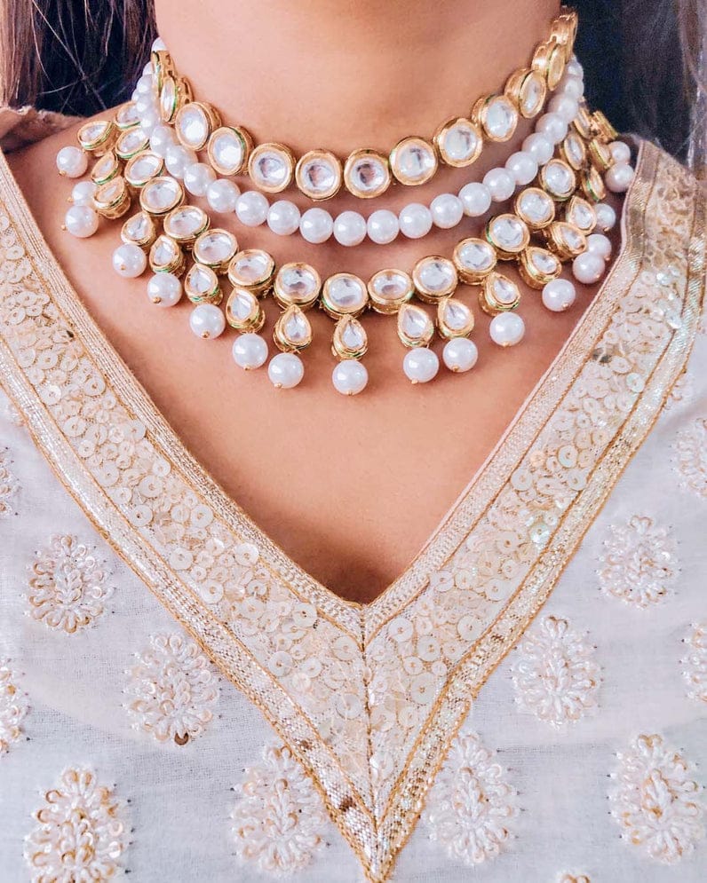White Beaded Pearl Necklace