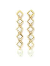 Gold Plated Pearl Chain Kundan Necklace With Earrings & Mangtikka