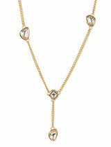 Gold Toned & White Brass Gold Plated Necklace