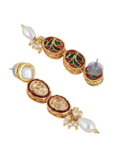 Gold Plated Kundan Studded & Pearls Beaded Necklace With Earrings & Mangtikka