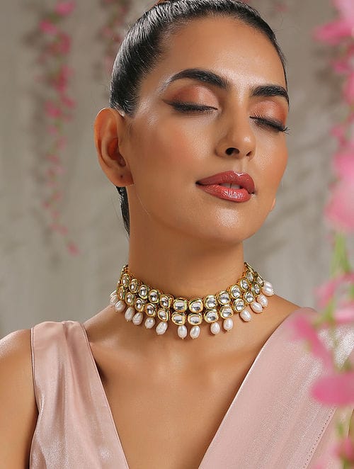 Gold Plated Kundan Necklace Set