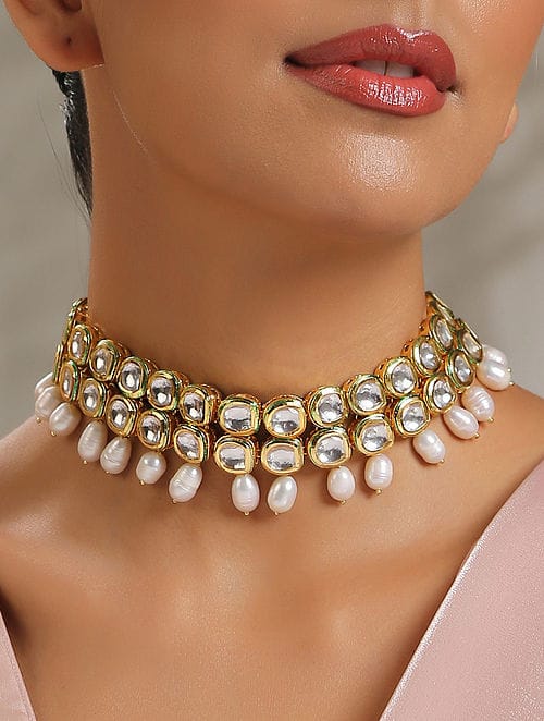 Gold Plated Kundan Necklace Set