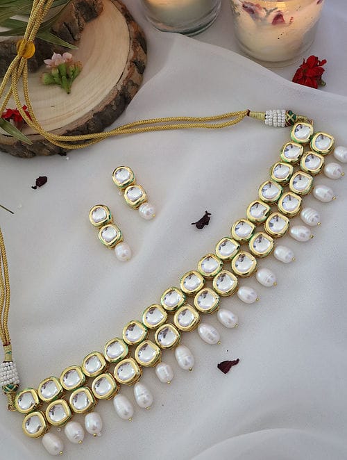 Gold Plated Kundan Necklace Set