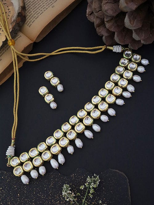Gold Plated Kundan Necklace Set