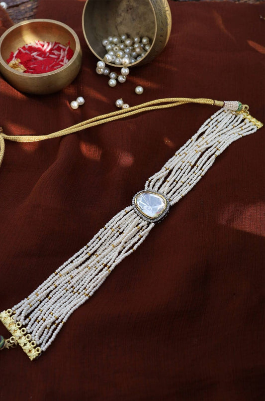 Victorian Uncut Polki Faux Diamond Necklace set