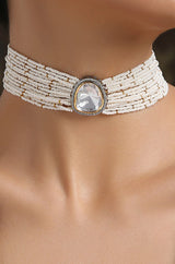 Victorian Uncut Polki Faux Diamond Necklace set