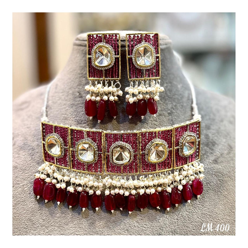 Elegant Polki Necklace With Earrings