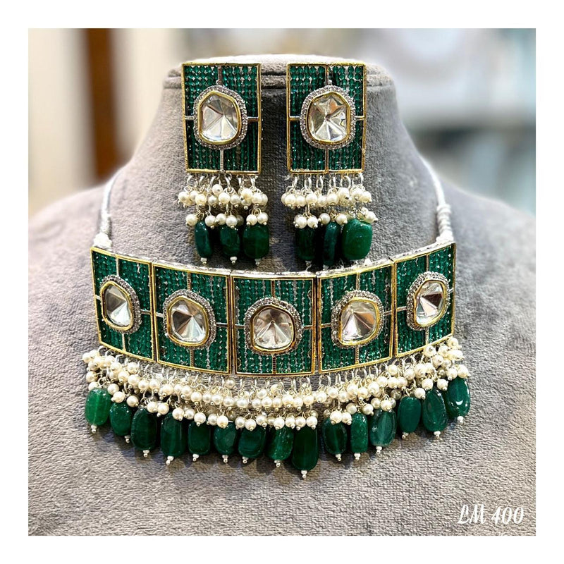 Elegant Polki Necklace With Earrings