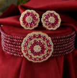 Beautiful Ruby Red Ad Neckpiece Set