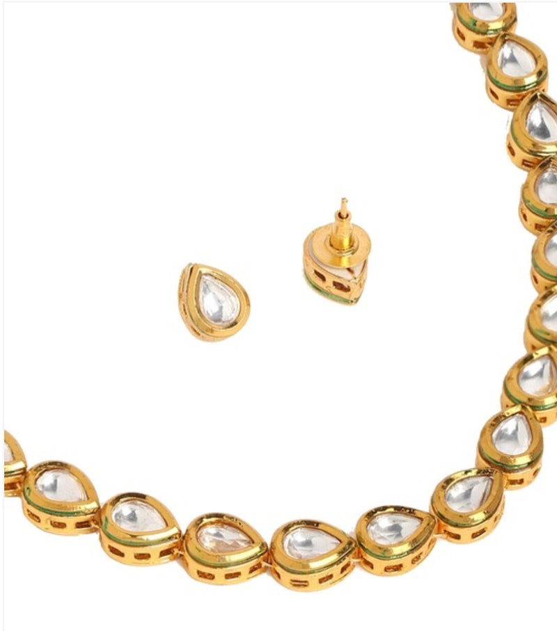Gold Plated Kundan Necklace Set