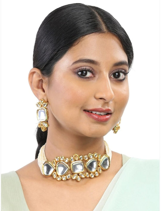 Gold Plated Kundan Necklace Set