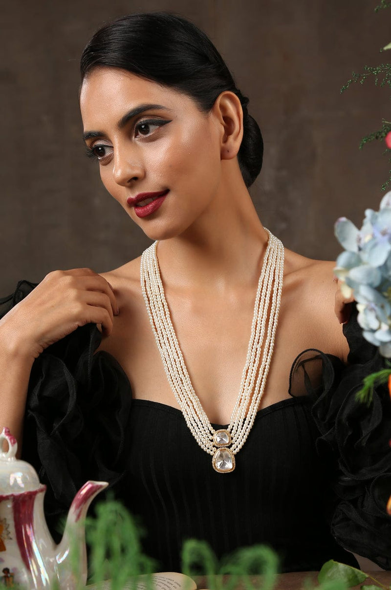 Victorian Uncut Polki Faux Diamond Necklace set
