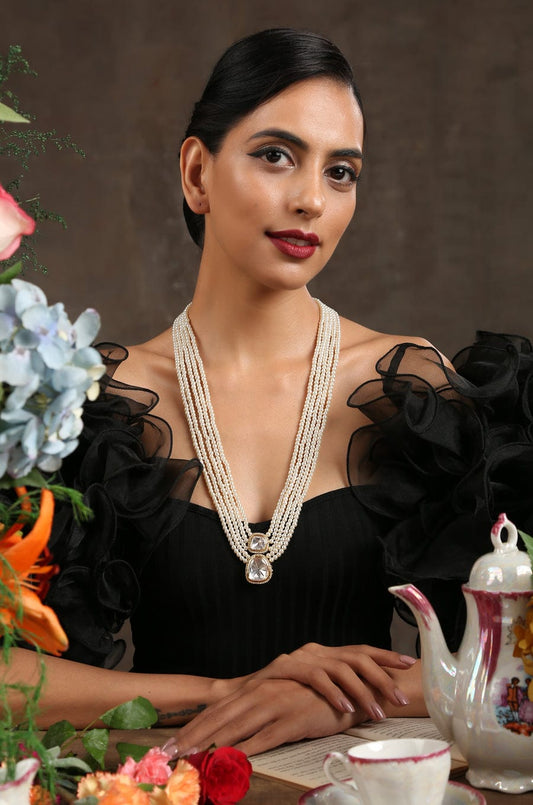 Victorian Uncut Polki Faux Diamond Necklace set