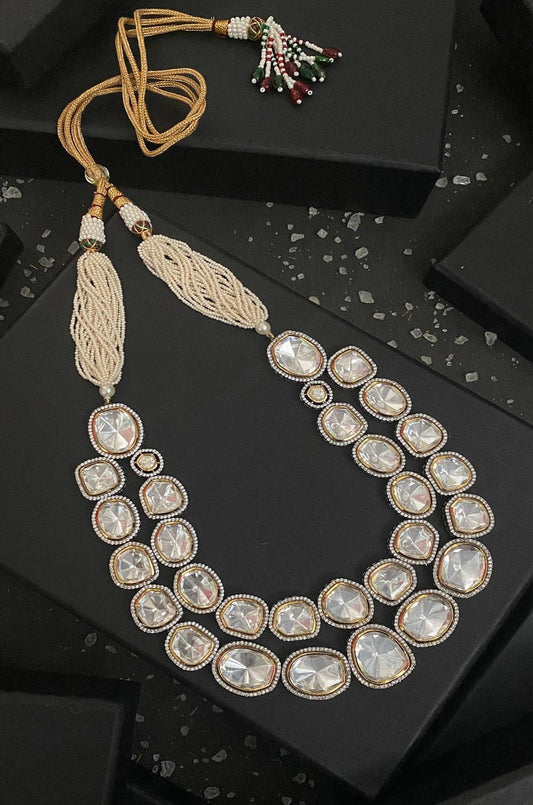 Victorian Uncut Polki Faux Diamond Necklace set
