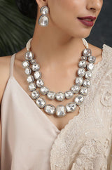 Victorian Uncut Polki Faux Diamond Necklace set