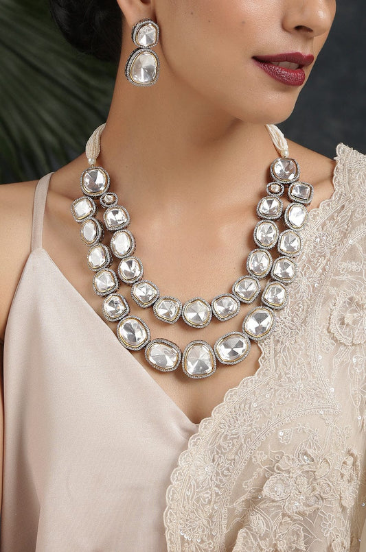 Victorian Uncut Polki Faux Diamond Necklace set
