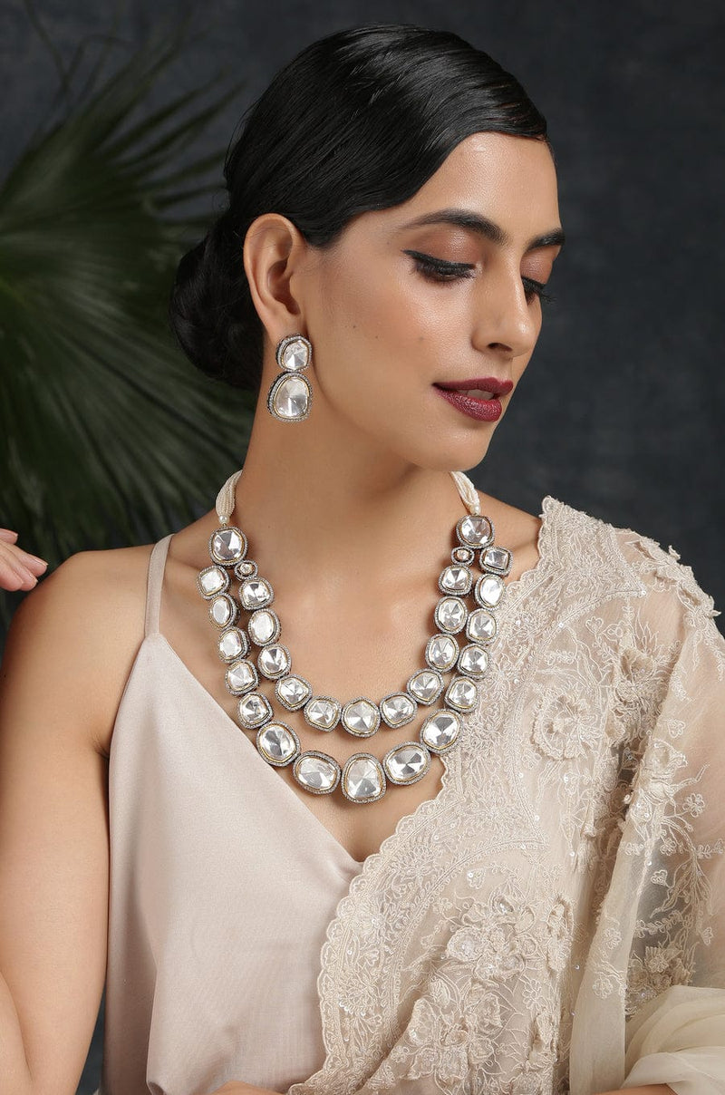 Victorian Uncut Polki Faux Diamond Necklace set